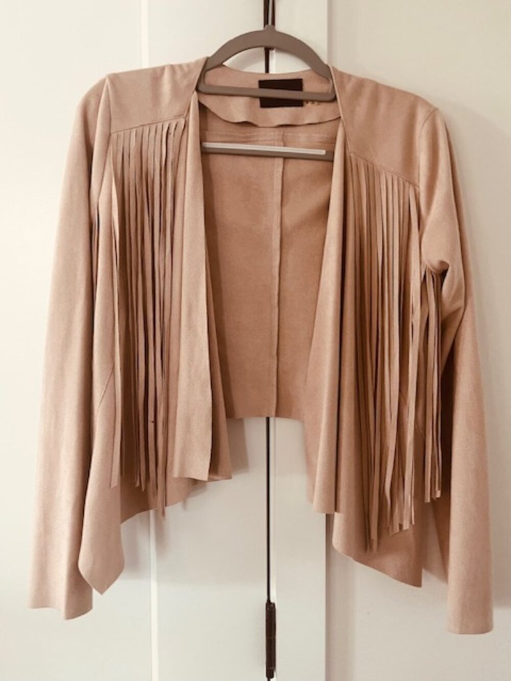 Rose Pink faux suede fringe jacket S DO+BE